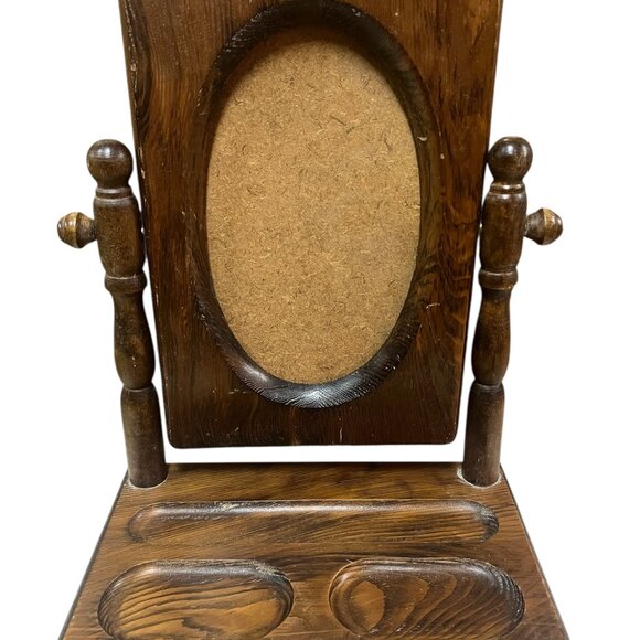 Antique Wooden Shaving Mirror With Tray Vanity Rustic Cottage Vintage No Mirror - Picture 1 of 8